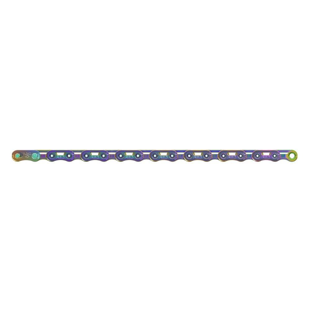 Team Cycles Sram Red E1 114 Links 12 Speed Flattop Chain with Powerlock in Rainbow | Interest FREE Finance & Online Refund Policy.