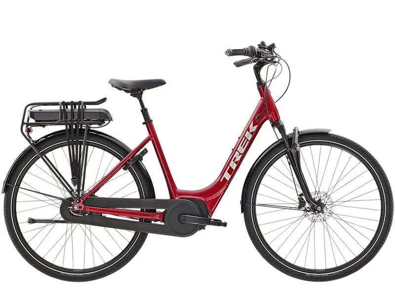 TREK District+ 4 Lowstep 300Wh Electric Hybrid Bike in Rage Red