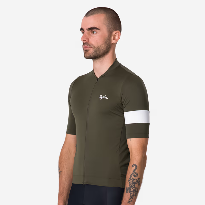 Rapha Men's Core Jersey in Dark Green and White-3