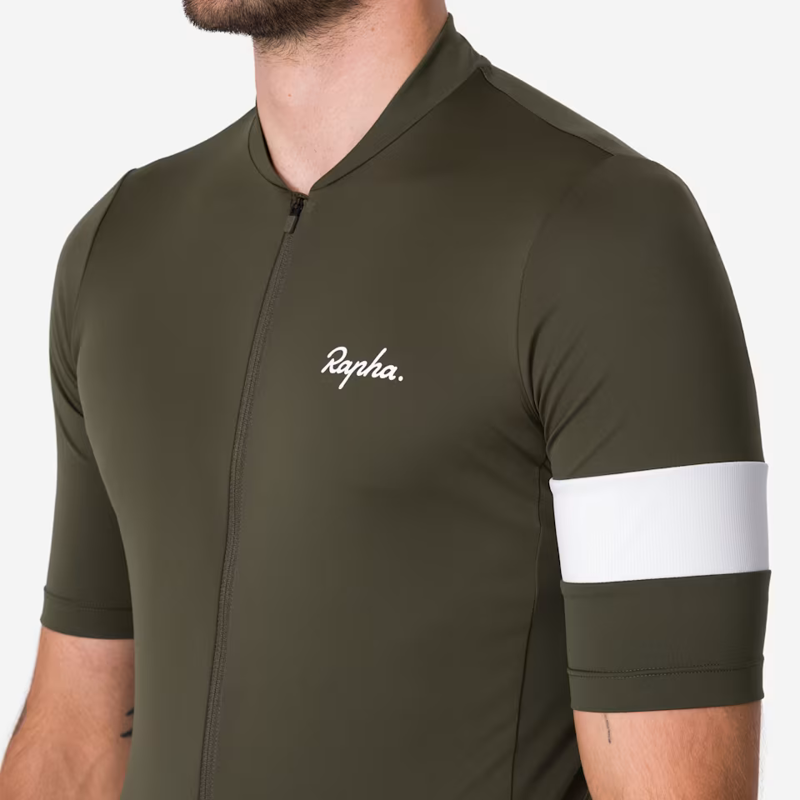 Rapha Men's Core Jersey in Dark Green and White-4