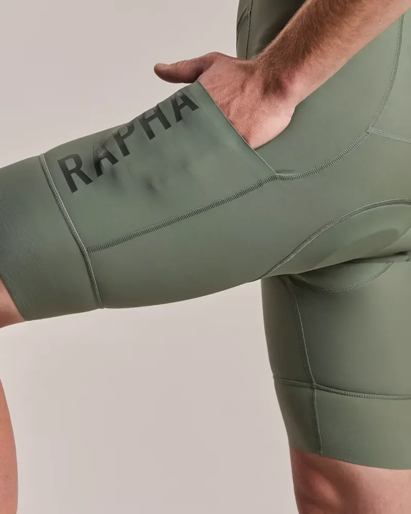 Rapha Men's Regular Pro Team Cargo Bib Shorts in Laurel and White-4