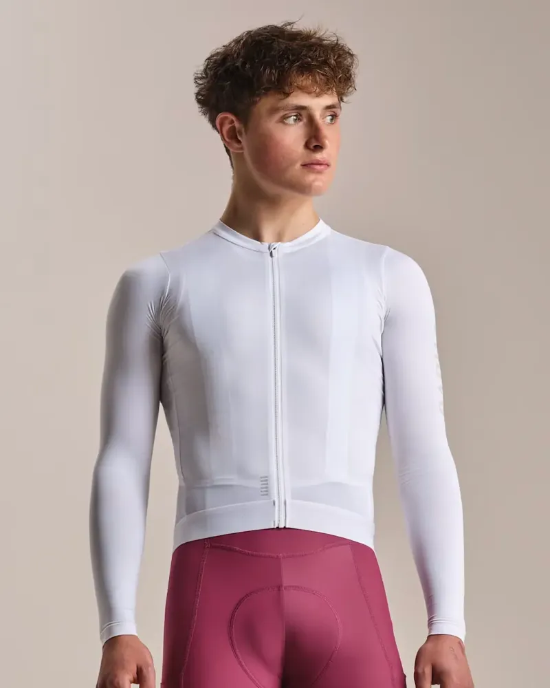 Rapha Men's Pro Team Long Sleeve Lightweight Jersey III in White and Silver-2