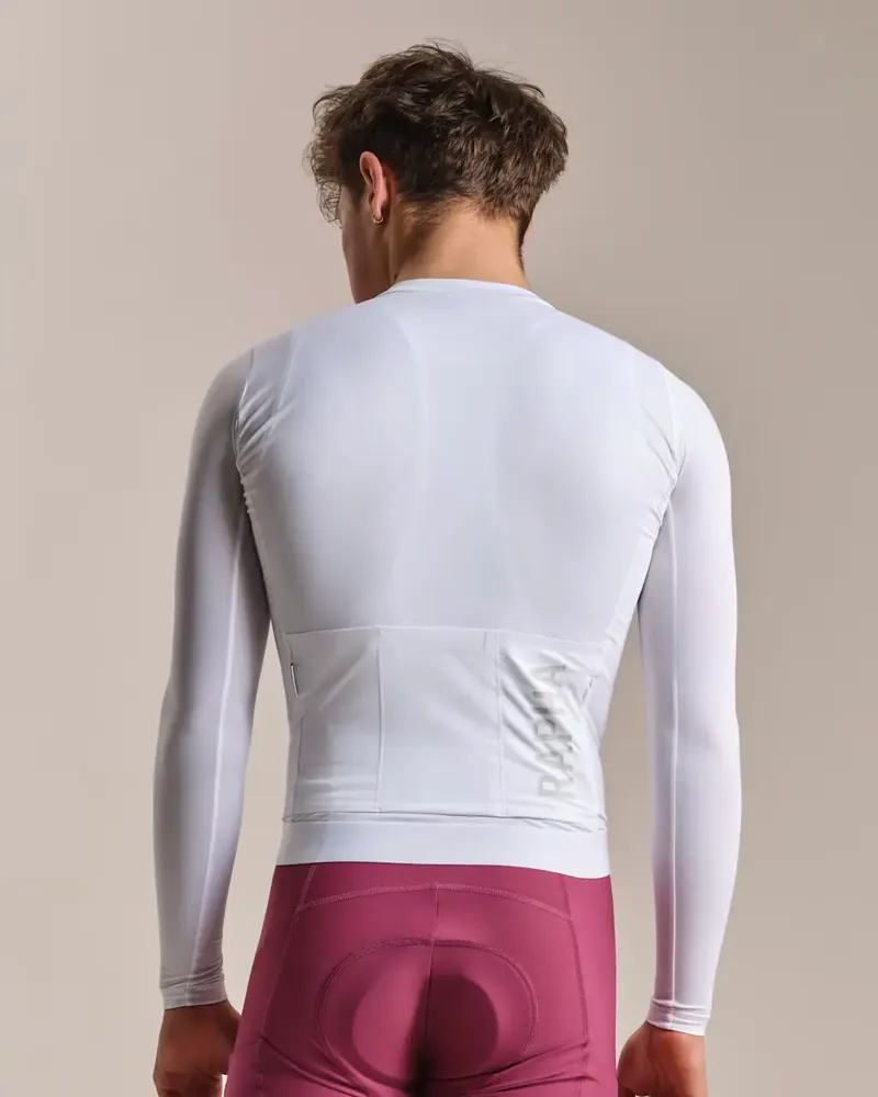 Rapha Men's Pro Team Long Sleeve Lightweight Jersey III in White and Silver-3
