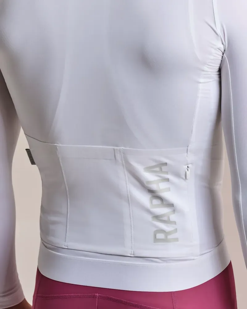 Rapha Men's Pro Team Long Sleeve Lightweight Jersey III in White and Silver-4