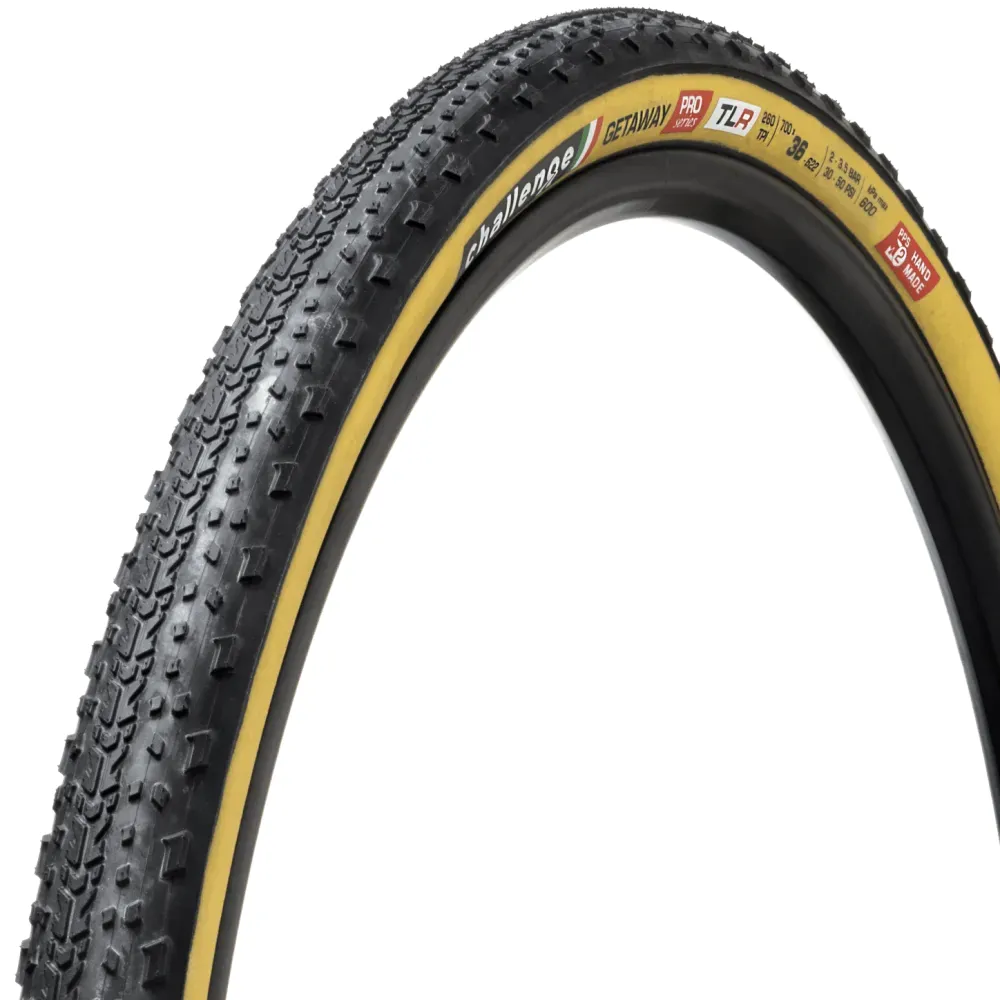 Team Cycles Challenge Getaway Handmade Tubeless Ready Gravel Tyre in Tan - 700 x 36c | Interest FREE Finance & Online Refund Policy.