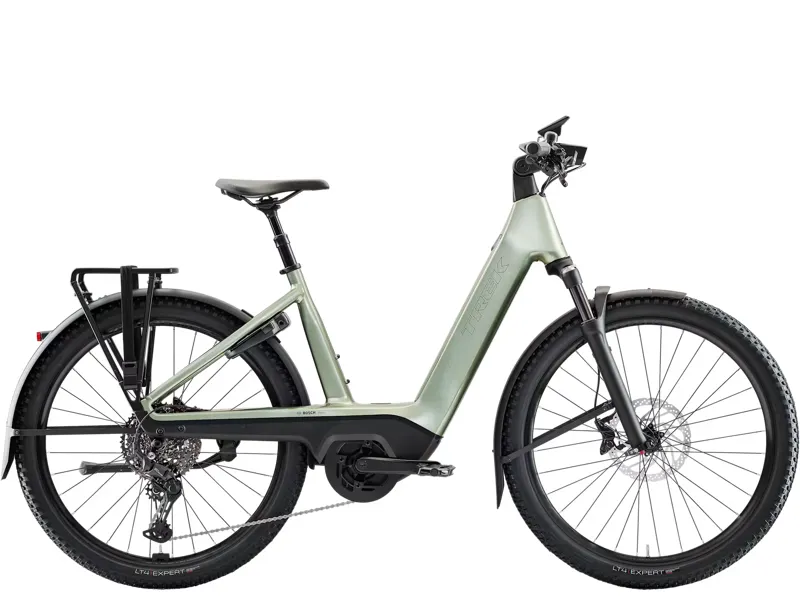 TREK Charter+ 4 R9 Trail 800Wh Lowstep Electric Hybrid Bike in Lichen Green
