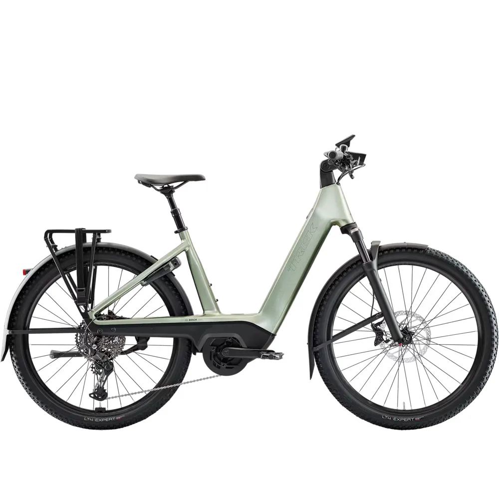 Team Cycles Trek TREK Charter+ 4 R9 Trail 800Wh Lowstep Electric Hybrid Bike in Lichen Green | Interest FREE Finance & Online Refund Policy.
