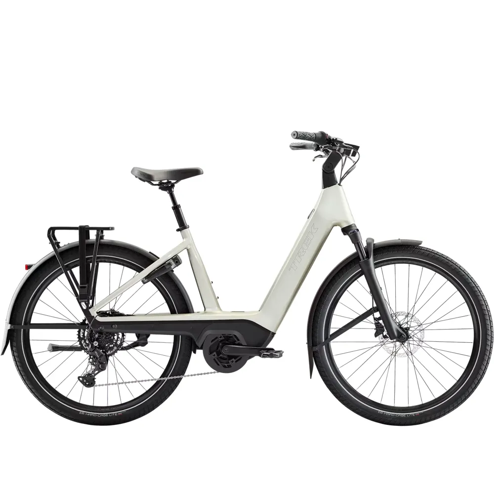 TREK Charter+ 4 R9 Lowstep 540Wh Electric Hybrid Bike in Lunar Silver