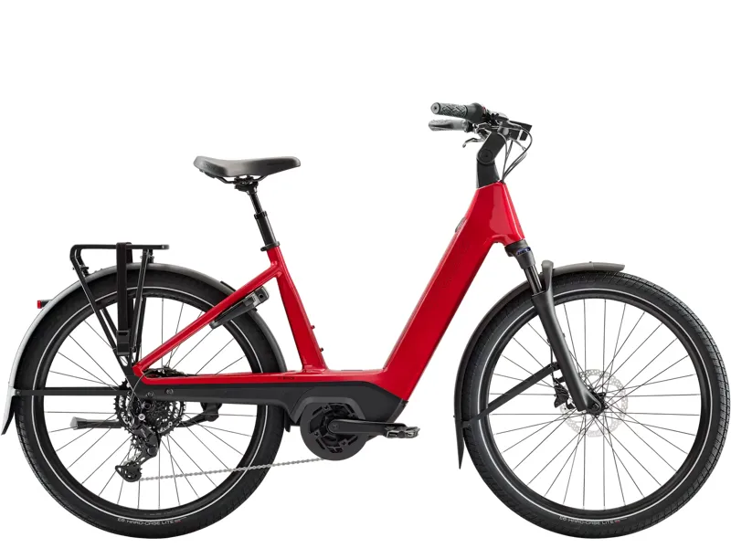 TREK Charter+ 4 R9 Lowstep 540Wh Electric Hybrid Bike in Fury Red
