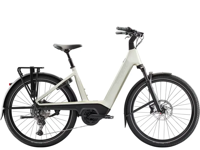 TREK Charter+ 5 R10 800Wh Lowstep Electric Hybrid Bike in Lunar Silver