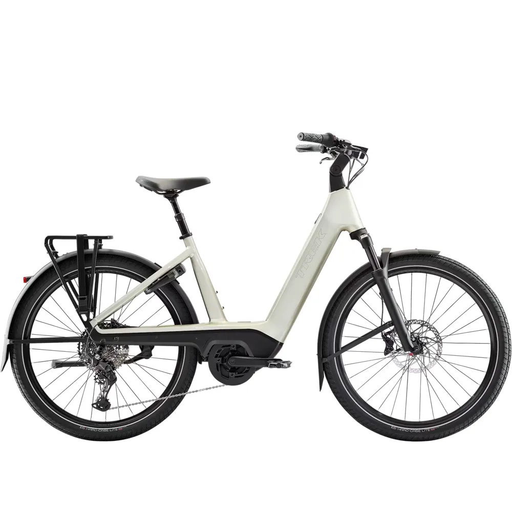 Team Cycles Trek TREK Charter+ 5 R10 800Wh Lowstep Electric Hybrid Bike in Lunar Silver | Interest FREE Finance & Online Refund Policy.