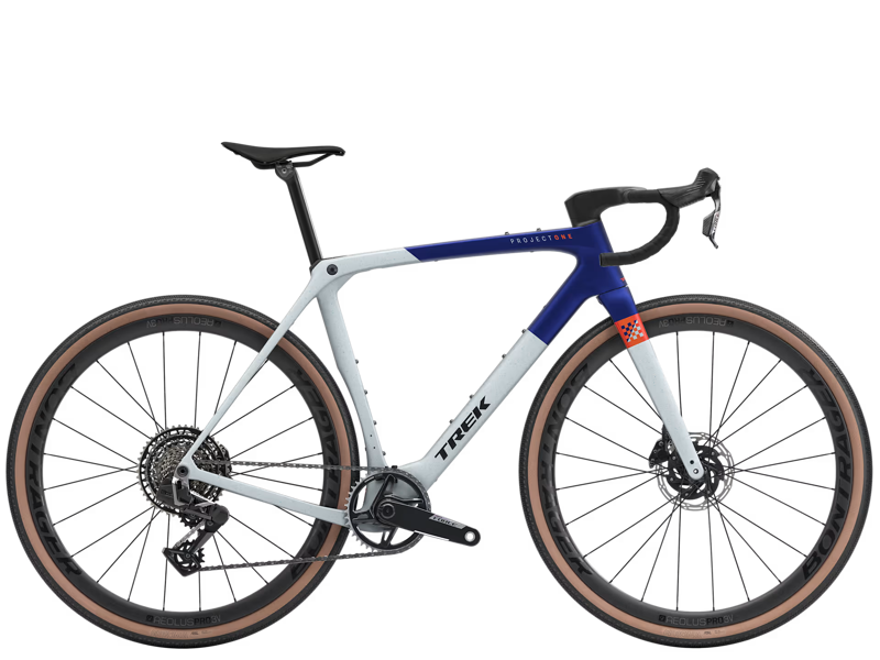 TREK Checkmate SLR 7 AXS Gravel Bike in Matte Hex Blue and Plasma Grey Pearl