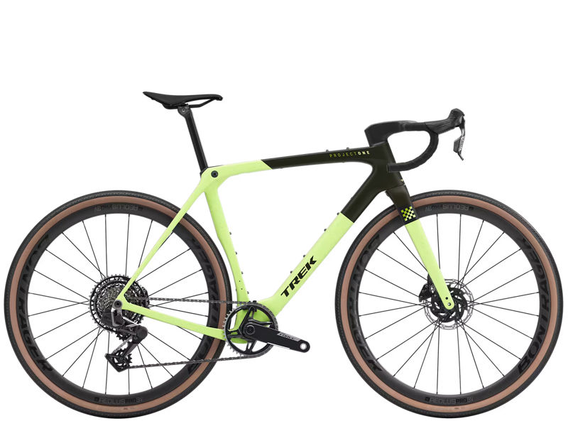 TREK Checkmate SLR 7 AXS Gravel Bike in Olive Drab and Glowstick