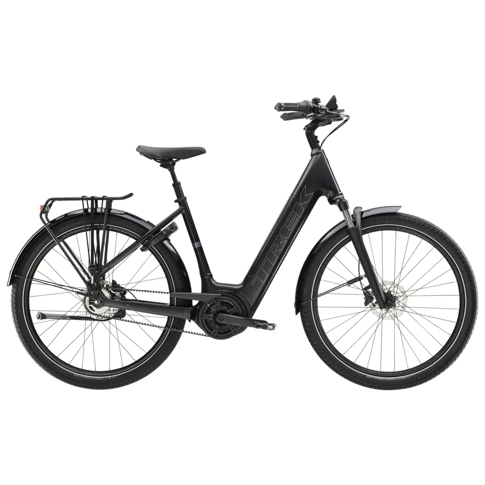 Team Cycles TREK District+ 4 Lowstep 400Wh Electric Hybrid Bike in Trek Black | Interest FREE Finance & Online Refund Policy.