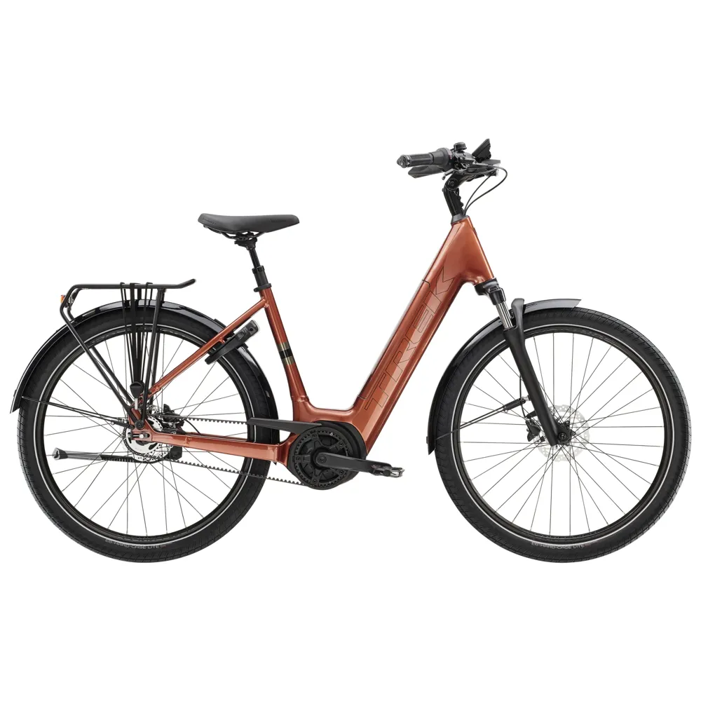 Team Cycles Trek TREK District+ 4 Lowstep 400Wh Electric Hybrid Bike in Pennyflake | Interest FREE Finance & Online Refund Policy.