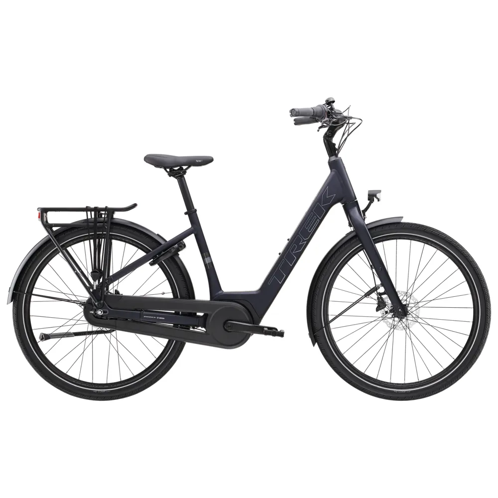 Team Cycles Trek TREK District+ 1 Lowstep 400Wh Electric Hybrid Bike in Matte Deep Dark Blue | Interest FREE Finance & Online Refund Policy.