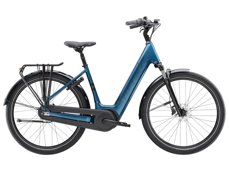 TREK District+ 3 Lowstep 800Wh Electric Hybrid Bike in Dark Aquatic