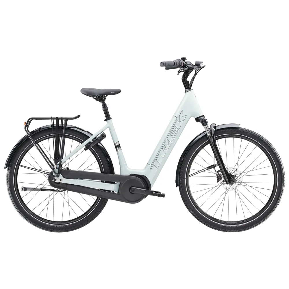 Team Cycles Trek TREK District+ 3 Lowstep 800Wh Electric Hybrid Bike in Plasma Grey Pearl | Interest FREE Finance & Online Refund Policy.