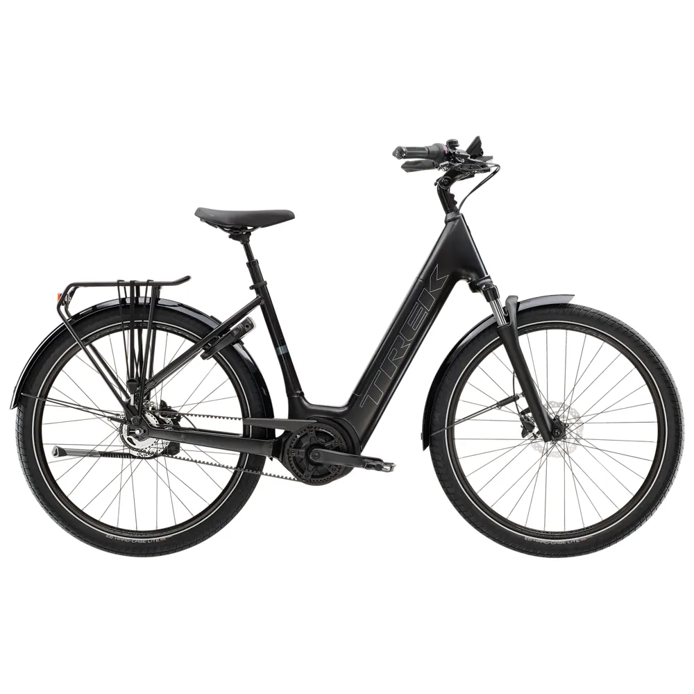 Team Cycles TREK District+ 4 Coaster Belt Lowstep 400Wh Electric Hybrid Bike in Satin Trek Black | Interest FREE Finance & Online Refund Policy.