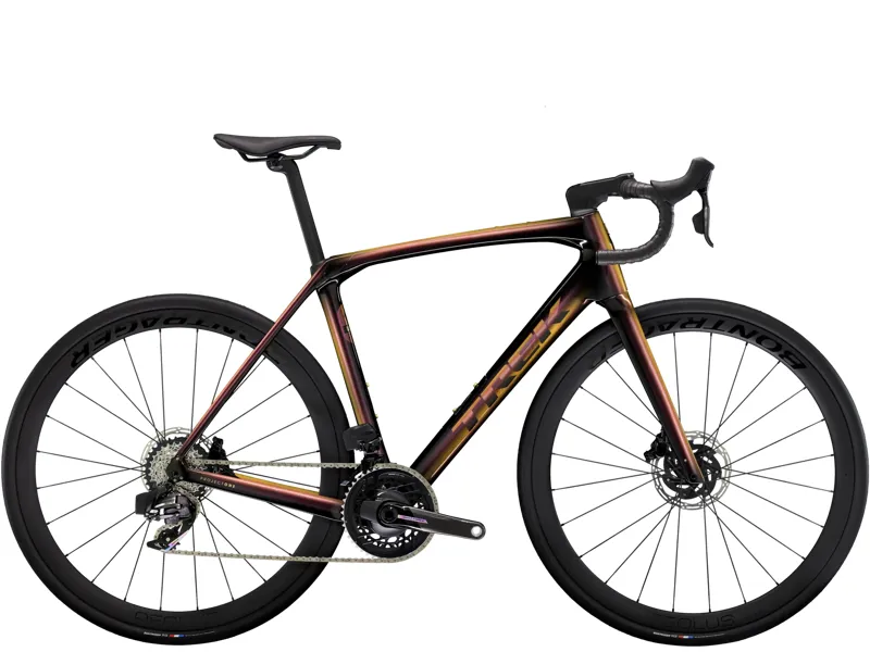 TREK Domane SLR 7 AXS Gen 4 Road Bike in Axinite Flip and Trek Black