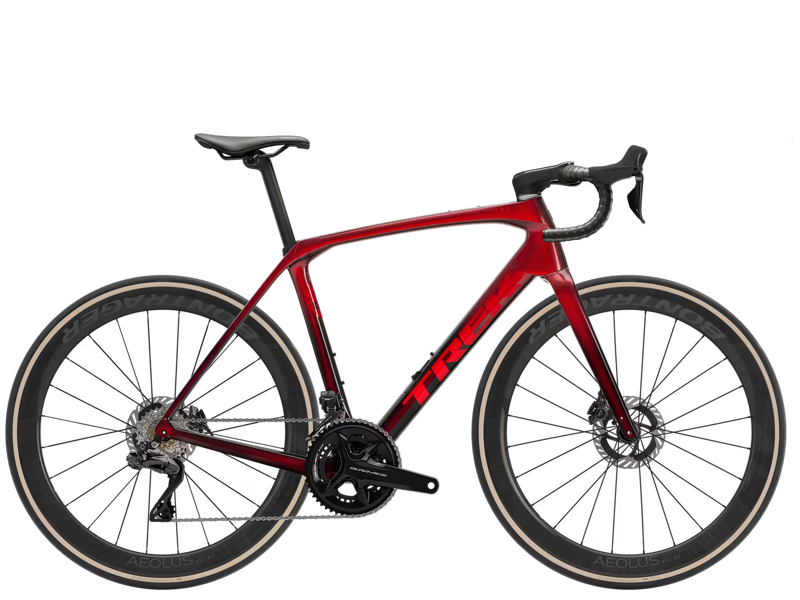 TREK Domane SLR 9 Gen 4 Road Bike in Metallic Red Smoke to Red Carbon Smoke