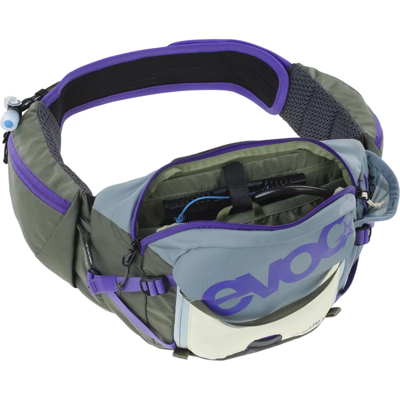 EVOC Hip Pack Pro 3 + Hydration Bladder in Steel Violet and Dark Olive-2