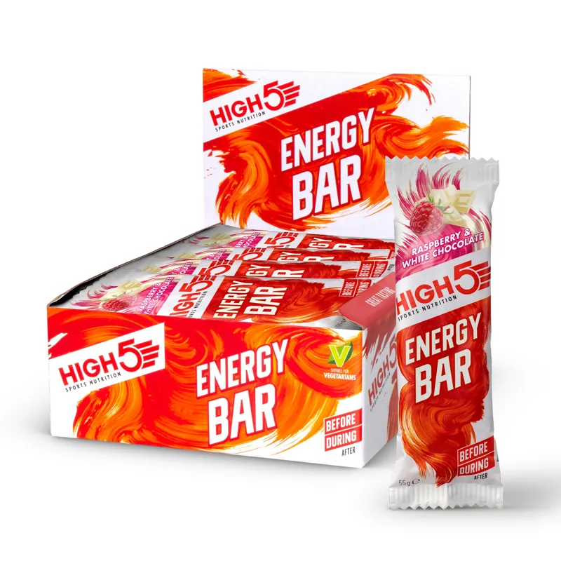 High5 Energy Bars in White Choc and Raspberry - 12 x 55g