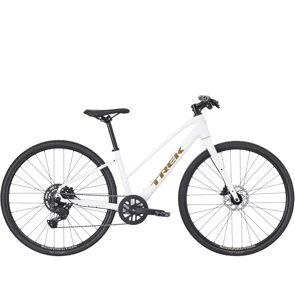 Team Cycles Trek TREK FX 2 Midstep Gen 4 Hybrid Bike in Crystal White | Interest FREE Finance & Online Refund Policy.