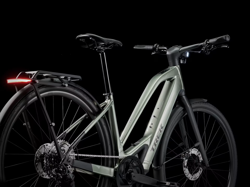 TREK FX+ 7 Midstep 360Wh Electric Hybrid Bike in Lichen Green-1