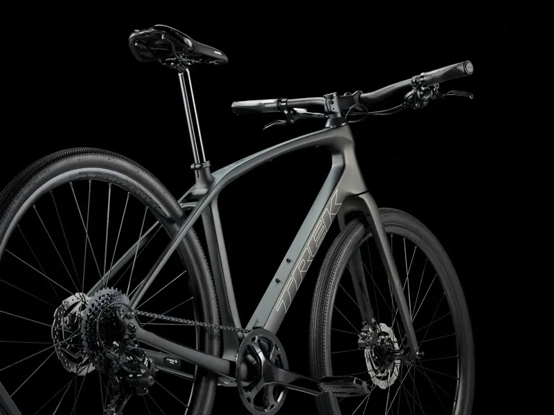 TREK FX Sport 5 Hybrid Bike in Matte Black Olive and Deep Smoke-1
