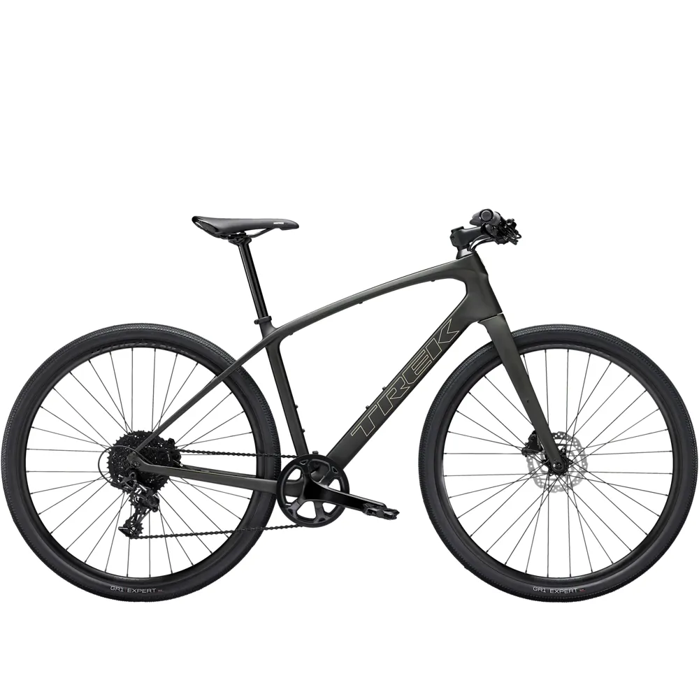 Team Cycles Trek TREK FX Sport 5 Hybrid Bike in Matte Black Olive and Deep Smoke | Interest FREE Finance & Online Refund Policy.