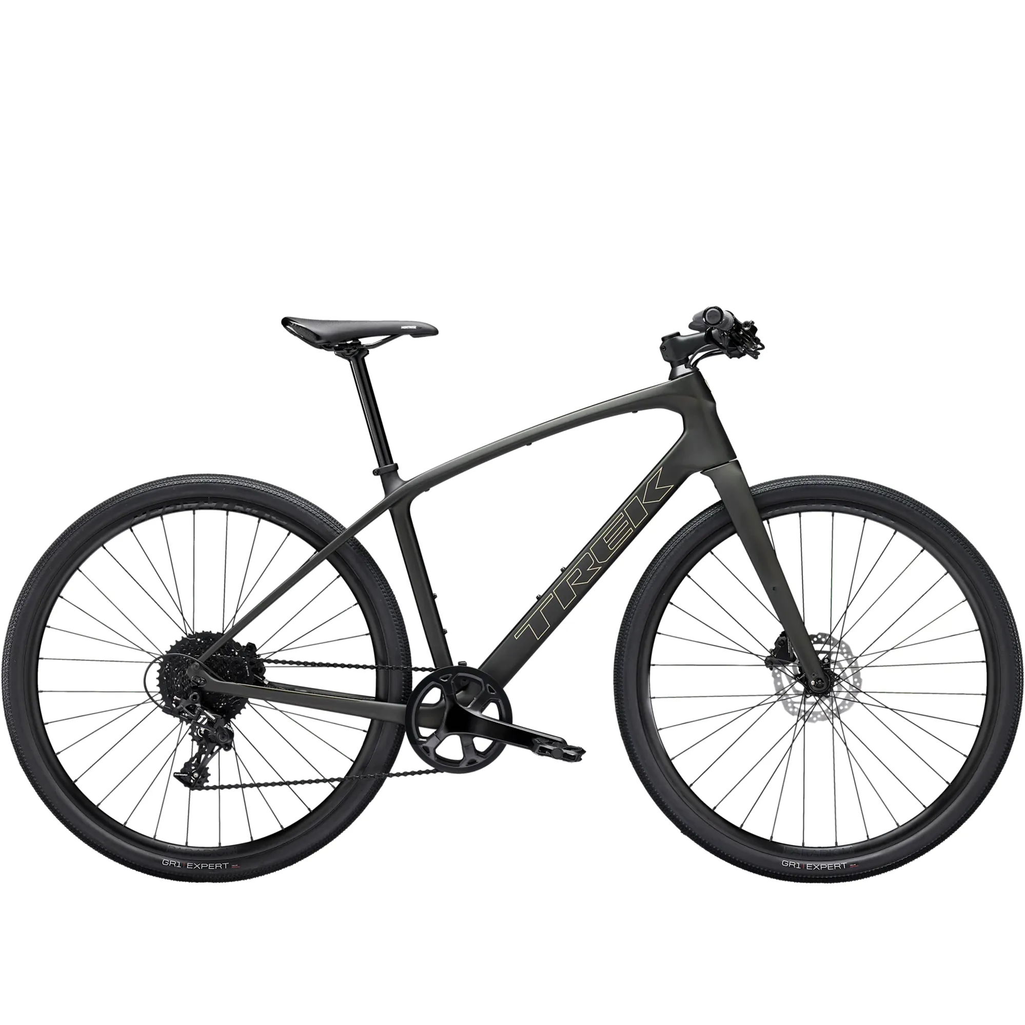 TREK FX Sport 5 Hybrid Bike in Matte Black Olive and Deep Smoke TREK FX Sport 5 Hybrid Bike in Matte Black Olive and Deep Smoke