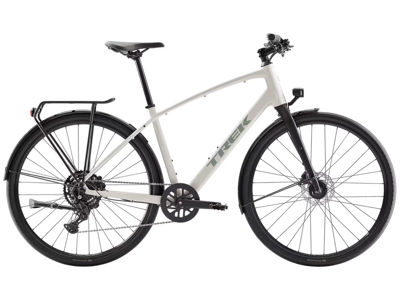 TREK FX Sport AL Equipped Hybrid Bike in Buff Beige and Era White Splatter