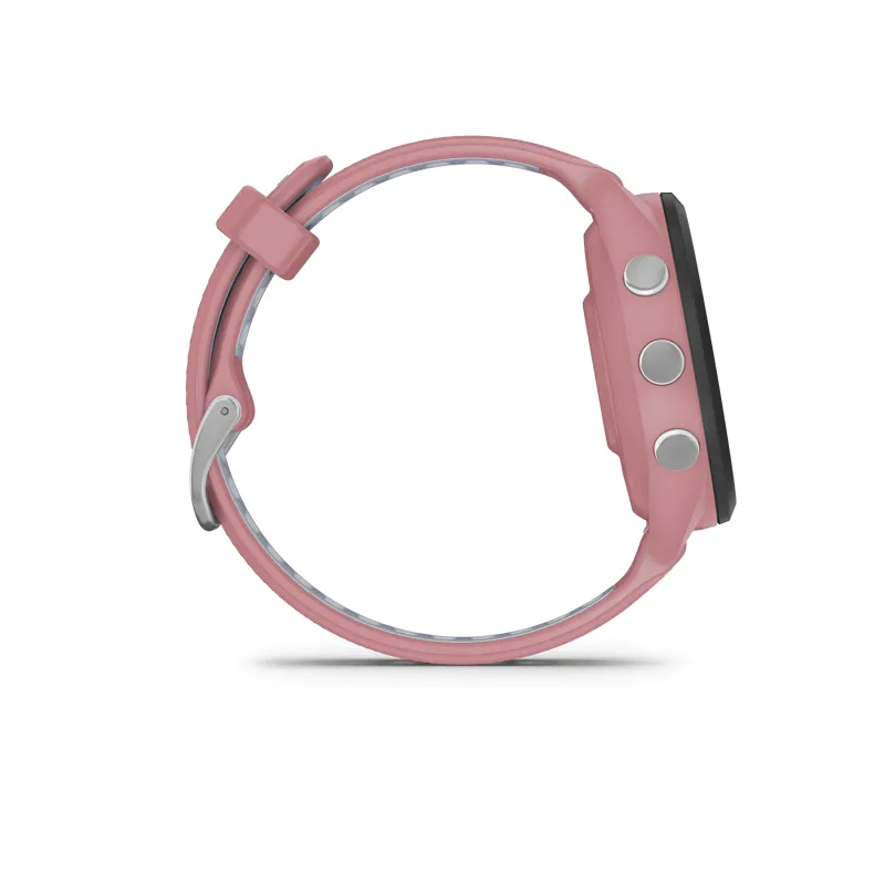 Garmin Forerunner 265S Watch Black Bezel with Light Pink Case and Light Pink Powder Grey Silicone Band-1