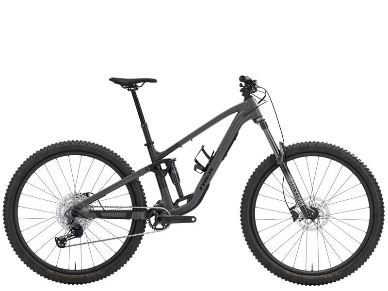 TREK Fuel EX 5 Full Suspension Mountain Bike in Lithium Grey and Trek Black Splatter