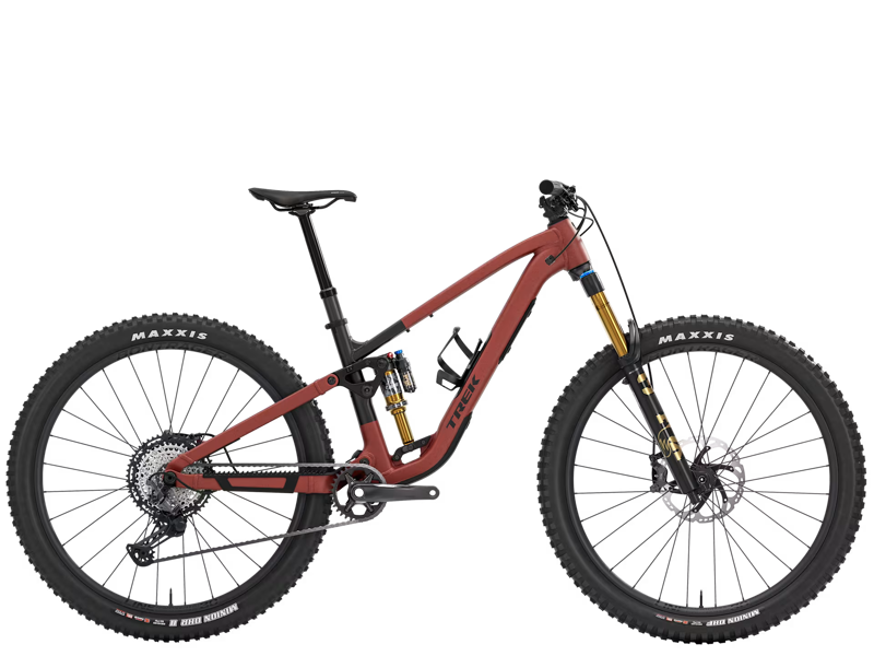 TREK Fuel EX 9 XT Gen 7 Full Suspension Mountain Bike in Matte Sedona Red and Pennyflake Splatter