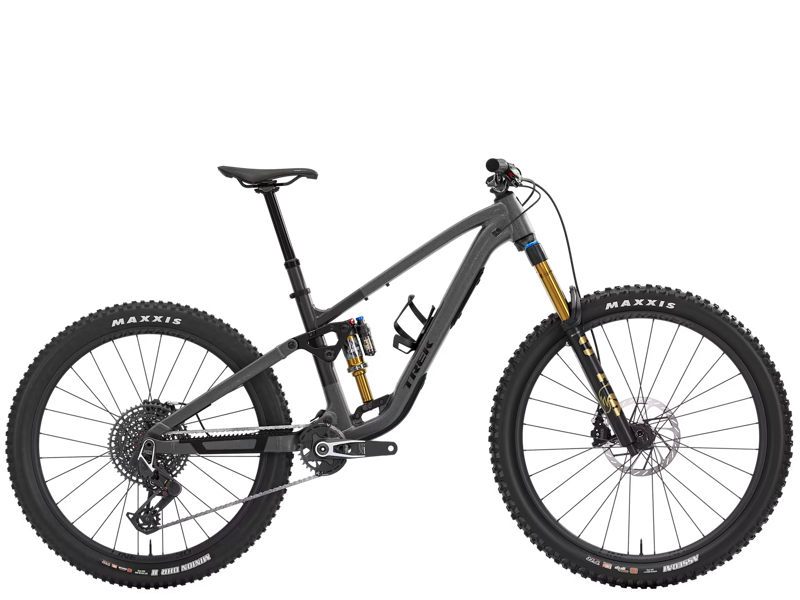 TREK Fuel MX 9 X0 AXS Gen 7 Full Suspension Mountain Bike in Lithium Grey and Trek Black Splatter