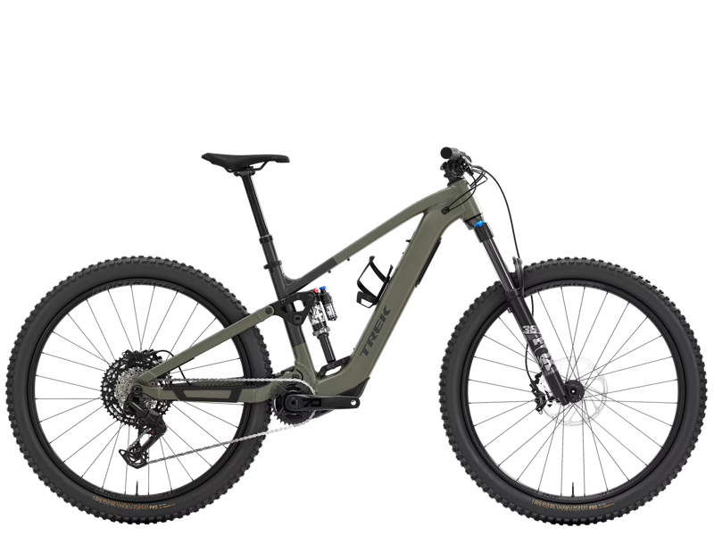 TREK Fuel+ EX 8 Gen 2 580Wh Electric Full Suspension Mountain Bike in Matte Olive Grey and Trek Black