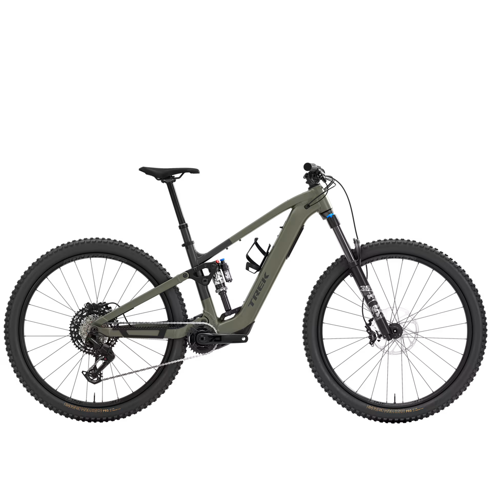 Team Cycles TREK Fuel+ EX 8 Gen 2 580Wh Electric Full Suspension Mountain Bike in Matte Olive Grey and Trek Black | Interest FREE Finance & Online Refund Policy.