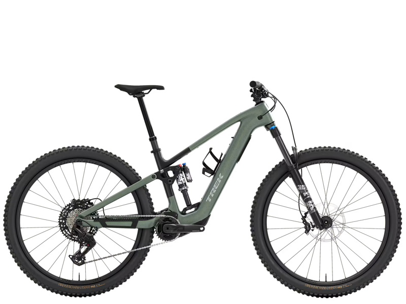 TREK Fuel+ EX 9.7 Gen 2 580Wh Electric Full Suspension Mountain Bike in Lichen Green and Keswick Green Splatter