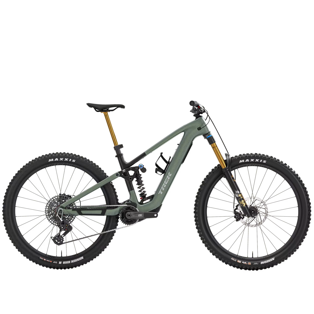 Team Cycles Trek TREK Fuel+ LX 9.9 X0 AXS Gen 2 580Wh Electric Full Suspension Mountain Bike in Lichen Green and Keswick Green Splatter | Interest FREE Finance & Online Refund Policy.