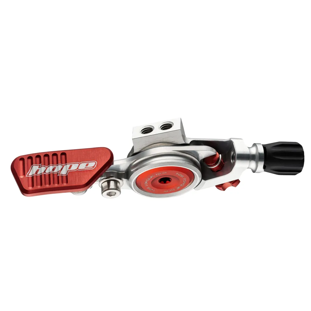 Team Cycles Hope Dropper Post Lever in Silver and Red | Interest FREE Finance & Online Refund Policy.