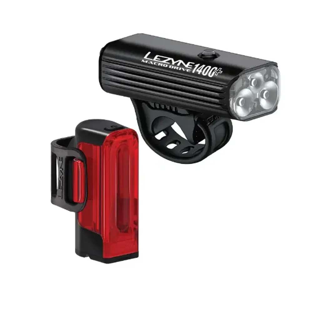 Team Cycles Lezyne Macro Drive 1400+ and Strip Drive Pro 400+ LED Bike Light Set | Interest FREE Finance & Online Refund Policy.