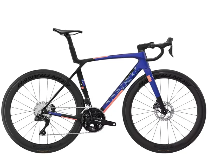 TREK Madone SL 6 Gen 8 Road Bike in Matte Cobalt Blue Trek Black and Living Coral