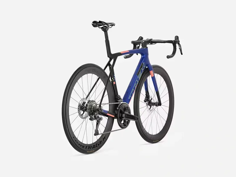 TREK Madone SL 7 Gen 8 Road Bike in Matte Cobalt Blue Trek Black and Living Coral-5