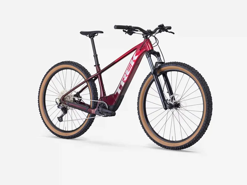 TREK Marlin + 8 Electric Mountain Bike in Fury Red and Lithium Fade-5