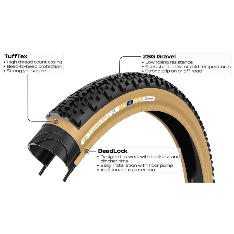 Panaracer TLR Gravelking x1 TLR Gravel Tyre in Black and Brown - 700c-2