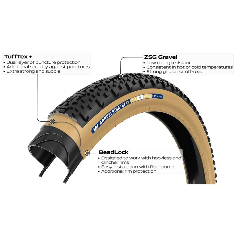 Panaracer TLR GravelKing X1 Plus TLR Gravel Tyre in Black and Brown - 700c -2