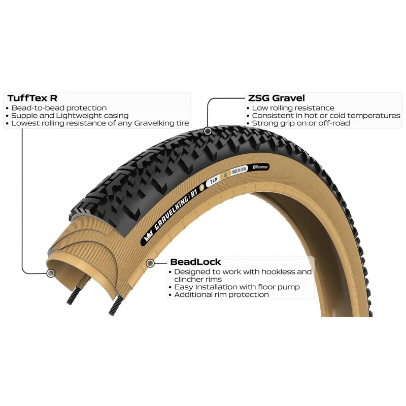 Panaracer TLR GravelKing X1 R-Line TLR Gravel Tyre in Black and Amber - 700c-2