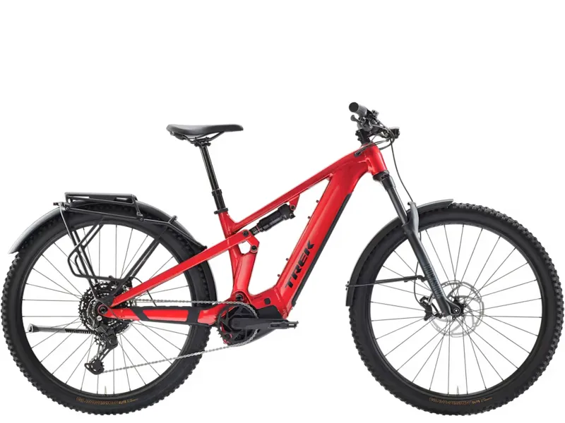 TREK Powerfly FS+ 4 800Wh Full Suspension Electric Mountain Bike in Fury Red and Dark Star Gloss